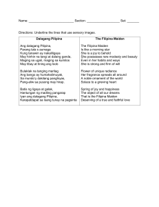 Dalagang Pilipina Sensory Imagery Worksheet