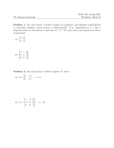 Math 33A Diagonalization Worksheet