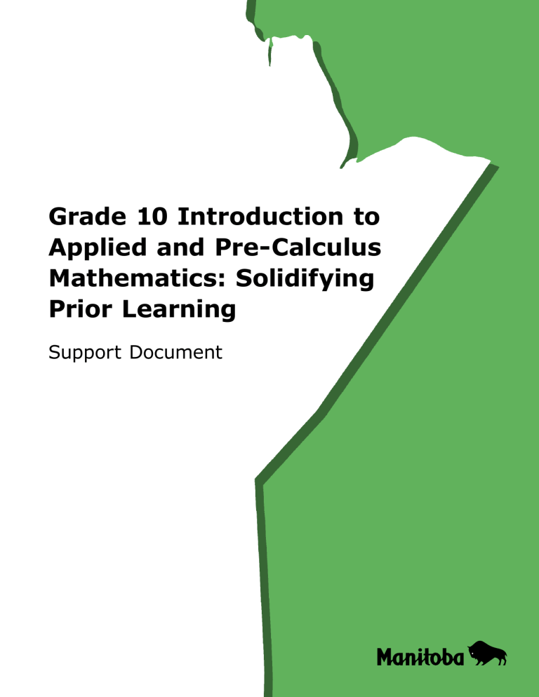 Grade 10 Math Support Document