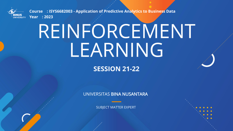 Reinforcement Learning Fundamentals Course Slides