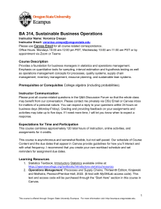 BA 314 Sustainable Business Ops Syllabus