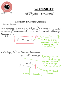 AS Physics Electricity & Circuits Worksheet