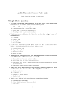 AD311 Corporate Finance Quiz on Risk & Return