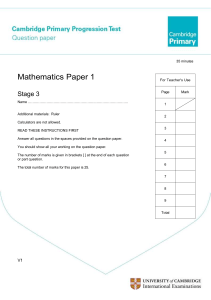 Stage 3 Maths Paper 1