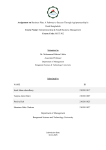 Agripreneurship Business Plan Assignment Bangladesh