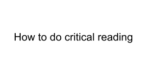 How to Do Critical Reading: A Study Guide
