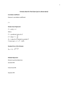 Statistics Formula Sheet: Correlation & Regression