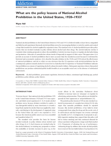 Addiction - 2010 - Hall - What are the policy lessons of National Alcohol Prohibition in the United States  1920 1933