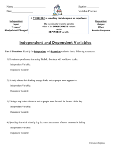 Independent vs Dependent Variables Worksheet