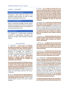 Philosophy & Sociology of the Self | Lecture Notes