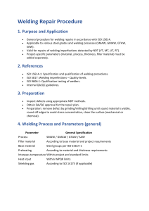 Welding Repair Procedure (ISO 15614)