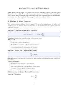 BMEG 371 Final Review: Transport Phenomena
