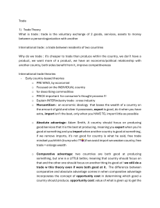 International Trade Theory Lecture Notes