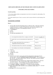 HKDSE English Paper 1 Marking Scheme