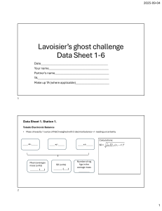 Lavoisier's Ghost Chemistry Lab Worksheet