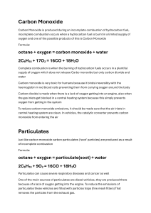 Carbon Monoxide & Particulates from Incomplete Combustion