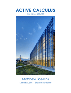 Active Calculus 2018 Edition - Updated Calculus Textbook