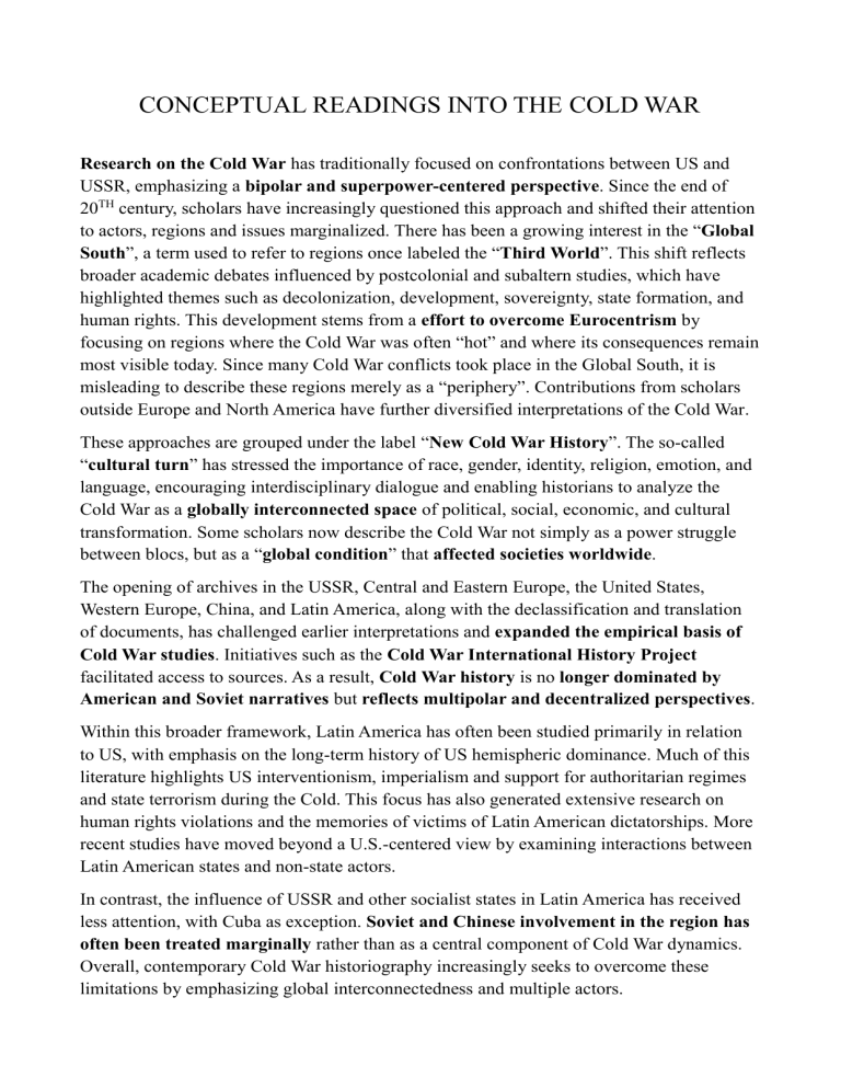 New Cold War History: A Global Perspective