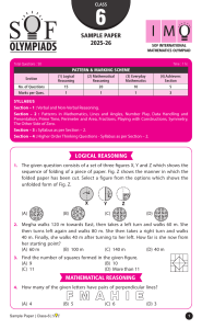 SOF IMO Class 6 Sample Paper 2025-26