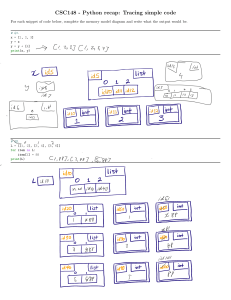 CSC148 Python Code Tracing Worksheet