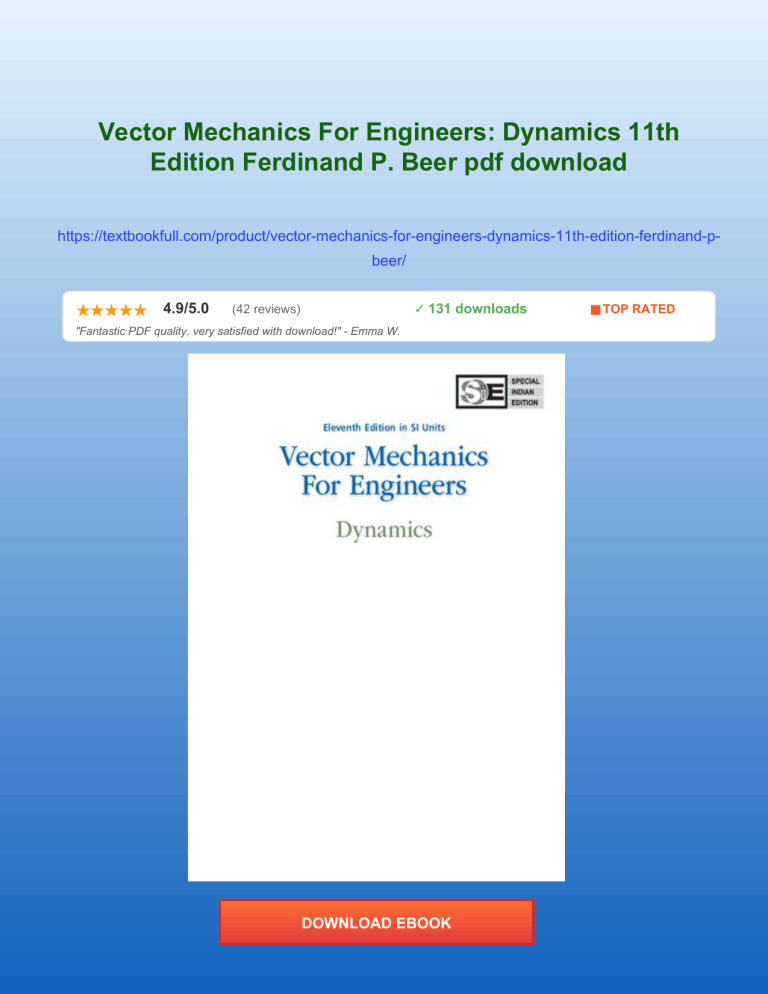 Vector Mechanics For Engineers Dynamics 11th Ed.