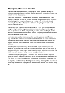 Why Forgetting Is a Brain's Essential Tool