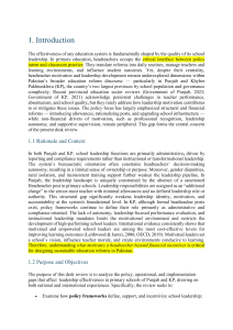 Headteacher Motivation in Pakistan Report