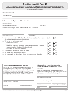 ISEF Qualified Scientist Form 2025-2026