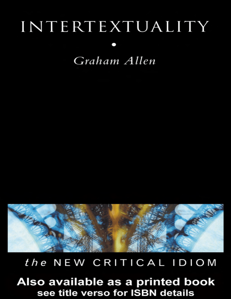 Intertextuality by Graham Allen | Literary Theory Guide