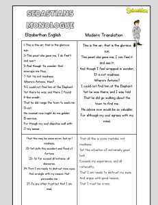 Sebastian's Monologue Close Reading Worksheet