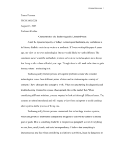 Characteristics of a Technologically Literate Person Essay
