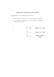 Hoja de Ecuaciones Diferenciales por Separaci&oacute;n de Variables