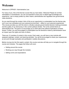 CPPA301: Administrative Law Course Overview