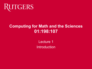 Computing for Math and Sciences Lecture 1