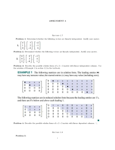 Linear Algebra Assignment on Independence
