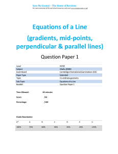 IGCSE Maths: Equations of a Line Paper 1