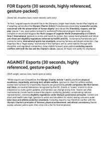 Esports in Olympics: Debate Script & Arguments
