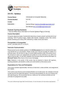 CS 372: Introduction to Computer Networks Syllabus