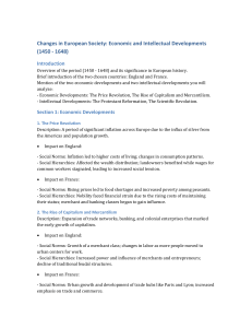 European Society: Economic & Intellectual Developments 1450-1648