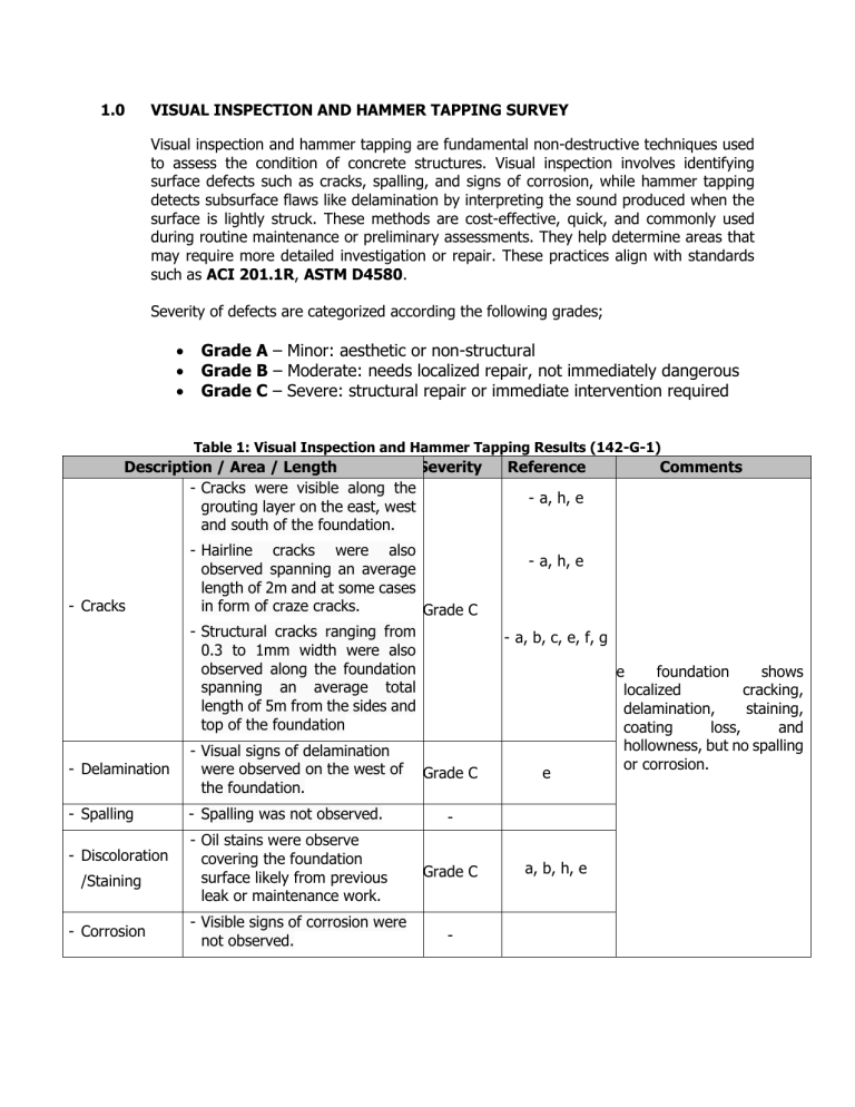 Concrete Inspection & Hammer Tapping Survey Report