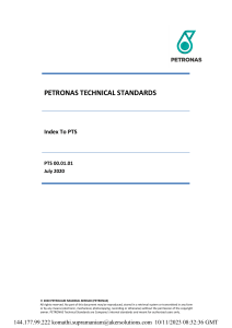PETRONAS Technical Standards Index (PTS) 2020