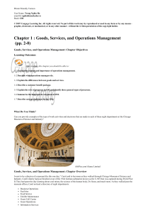 Operations Management Chapter 1: Goods and Services