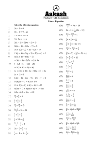 Linear Equations Worksheet with Answer Key