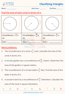 Circle Area Worksheet with Circumference Problems