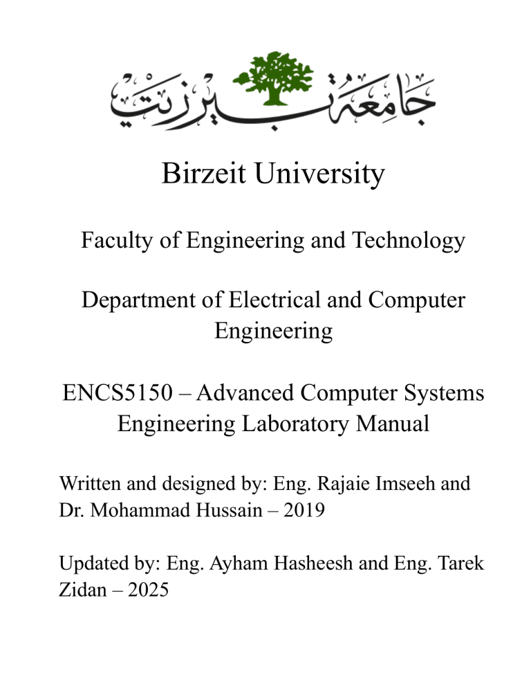 Advanced Computer Systems Engineering Lab Manual