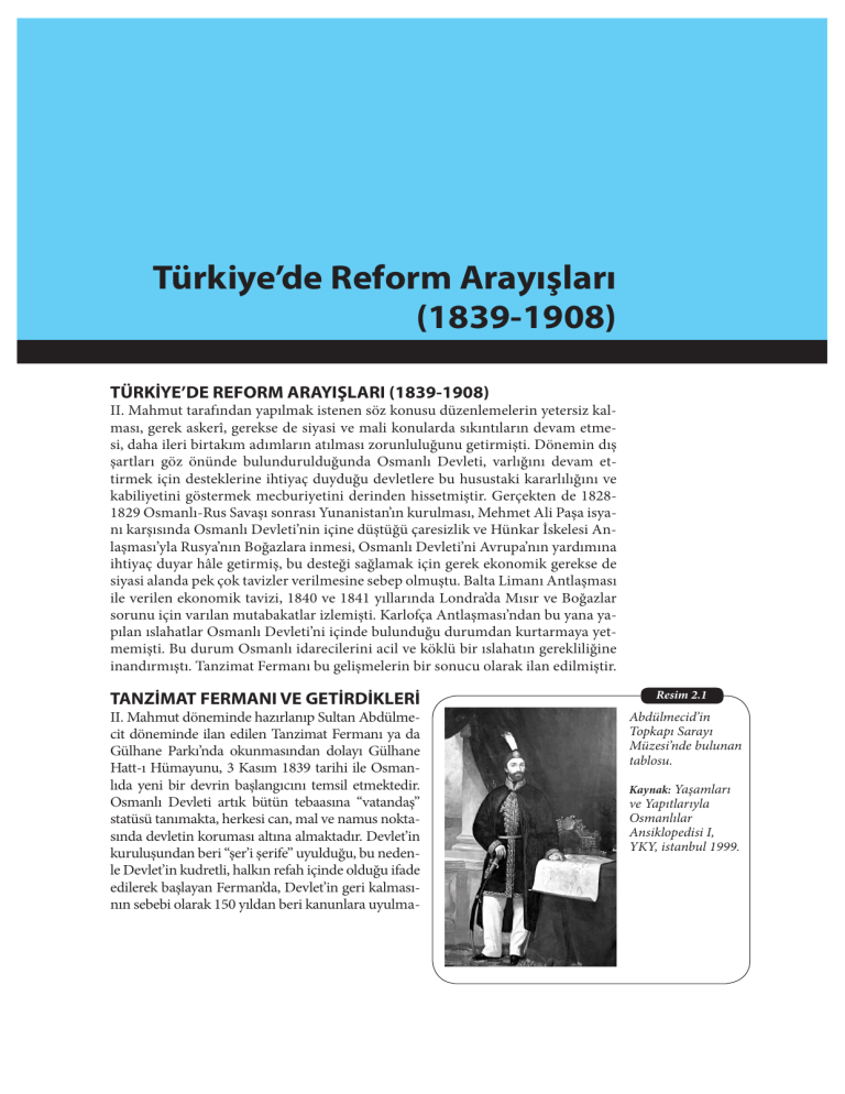 1839-1908 Osmanlı Reformları Tanzimat Tarihi