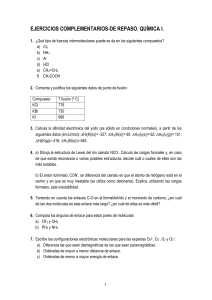 Ejercicios de Qu&iacute;mica sobre Estructura Molecular