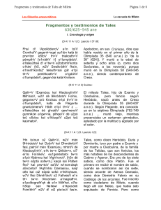 Fragmentos y Testimonios de Tales de Mileto
