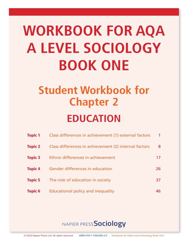 AQA A Level Sociology Education Workbook