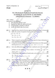 T.E. Mechanical Numerical Methods Exam Paper